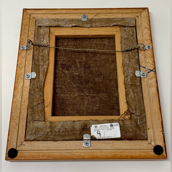 Vintage Birdseye Maple Framed Canvas Oil Painting Rooster Hen Chicks Farmhouse - Picture 13 of 16